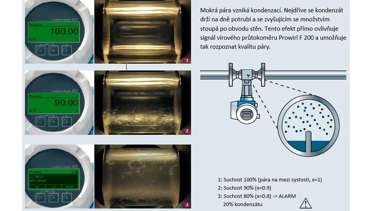 Obr. 6: Měření mokré páry – pohled do potrubí