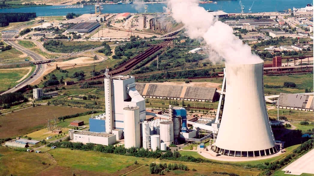 Slaná voda z Baltského moře používaná jako chladicí médium v elektrárně