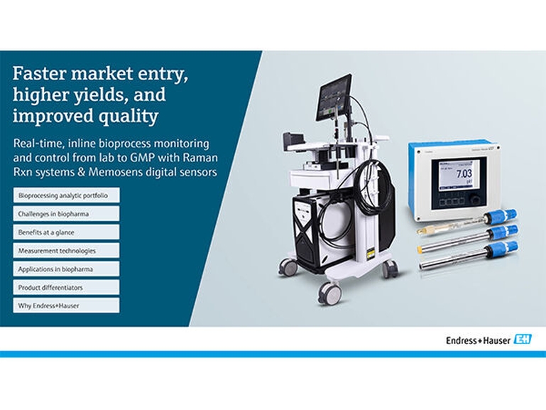 Miniatura e-knihy portfolia Raman and Liquid Analysis společnosti Endress+Hauser pro biologické zpracování